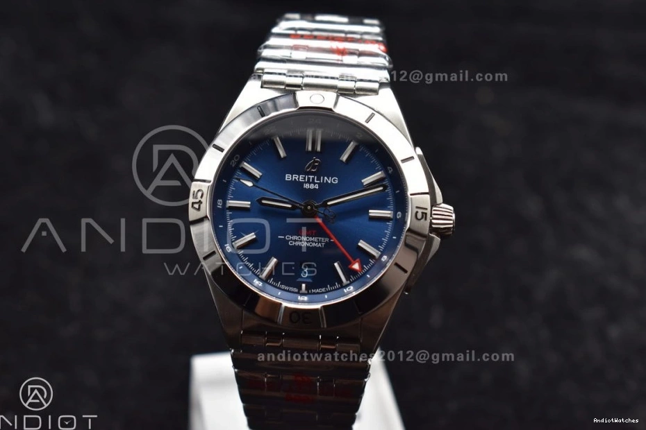 A Automatic 526 OdorResistant Factory On GMT Best Dial 40mm Breitling Blue Bracelet BLS 1:1 Edition SS Chronomat 0710
